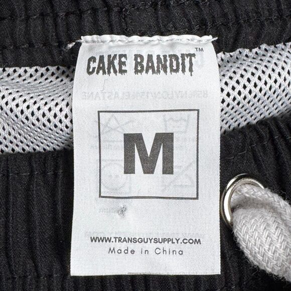 Cake Bandit Men's Medium Black Swim Trunks Lined Drawstring Shorts Trans Masc - Picture 5 of 10